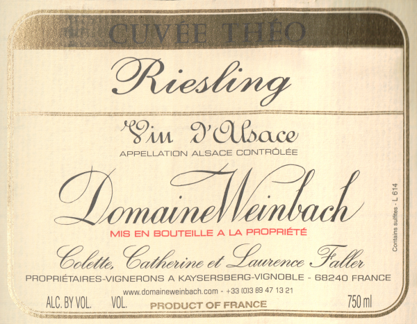 Domaine Weinbach Riesling Cuvee Theo 2018