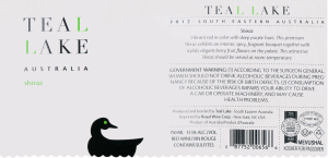Teal Lake Shiraz(U)P 2017