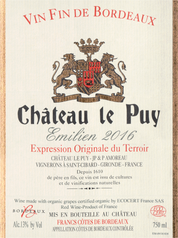 Chateau Le Puy 'emilien' 2016