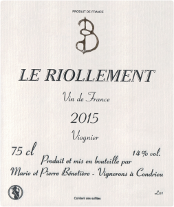 Benetiere Condrieu Riollement 2015