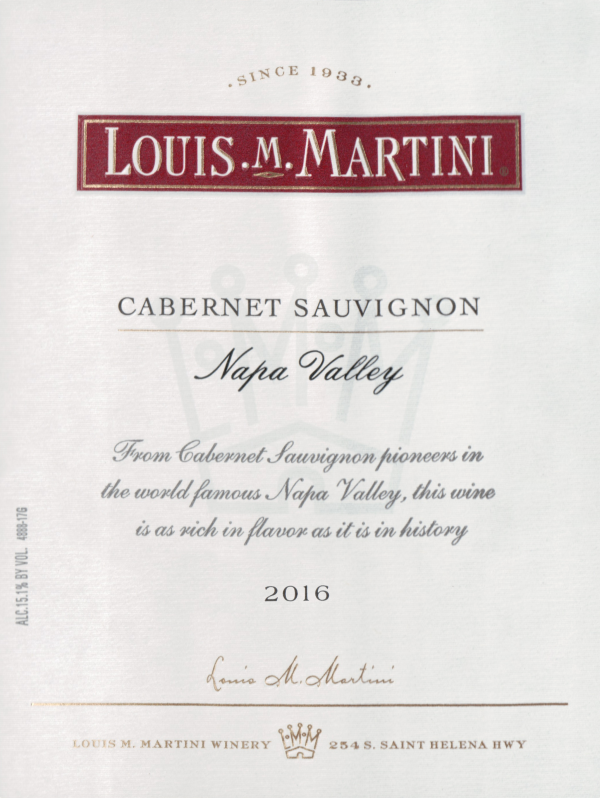 Louis Martini Napa Valley Cabernet Sauvignon 2016