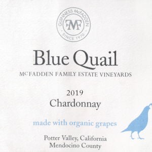 Blue Quail Chardonnay Potter Valley   Organic 2019
