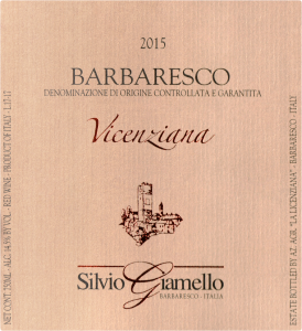 Silvio Giamello Barbaresco Vicenziana 2015