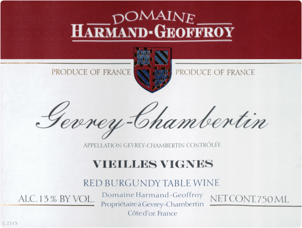 Harmand Geoffroy Gevrey Chambertin Vieilles Vignes 2015