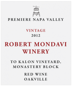 Premiere Napa Valley Robert Mondavi Tokalon Monastery Block Cabernet Sauvignon (20 Cs Made) 2012