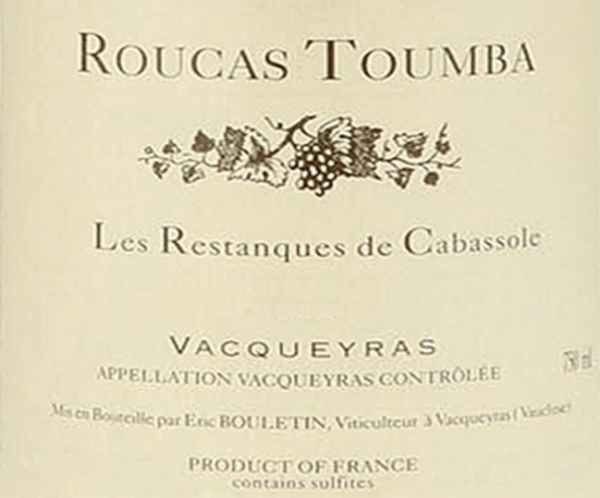 Roucas Toumba Vacqueyras Les Restanques De Cabassole 2015