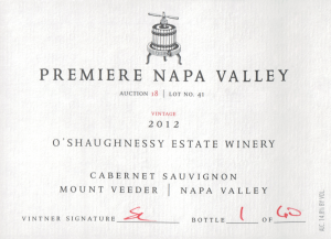 Premiere Napa Valley O'shaughnessy Mount Veeder Cabernet Sauvignon (5 Cases Made) 2012