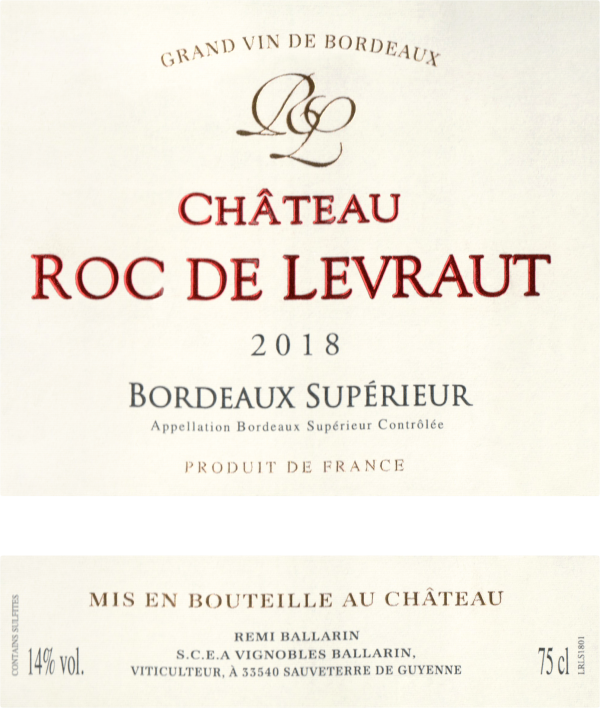 Chateau Roc De Levraut Bordeaux Superieur 2018