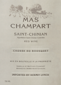 Mas Champart St Chinian Causse Du Bousquet Rouge 2015